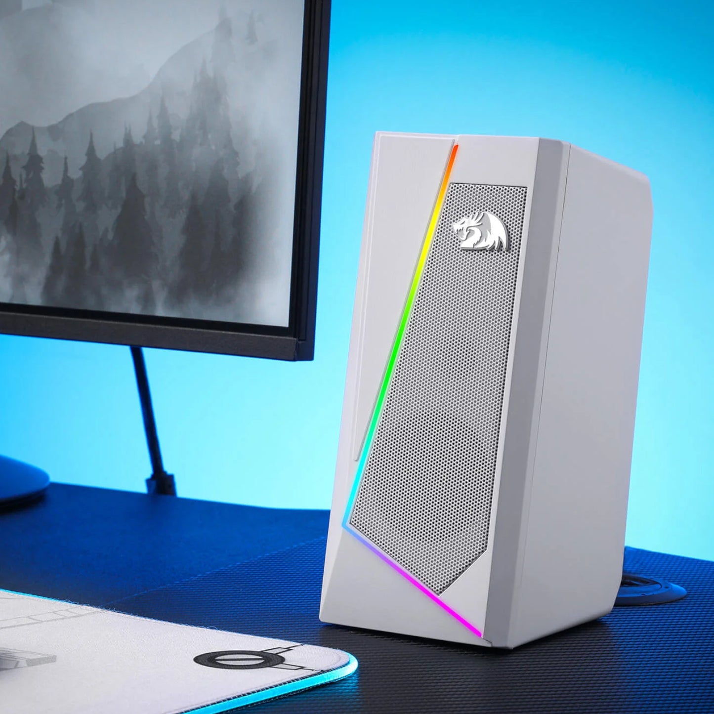 Redragon GS20W ANVIL 3W 2.0 RGB Stereo Desktop PC Speakers - White - Stellar Technologies