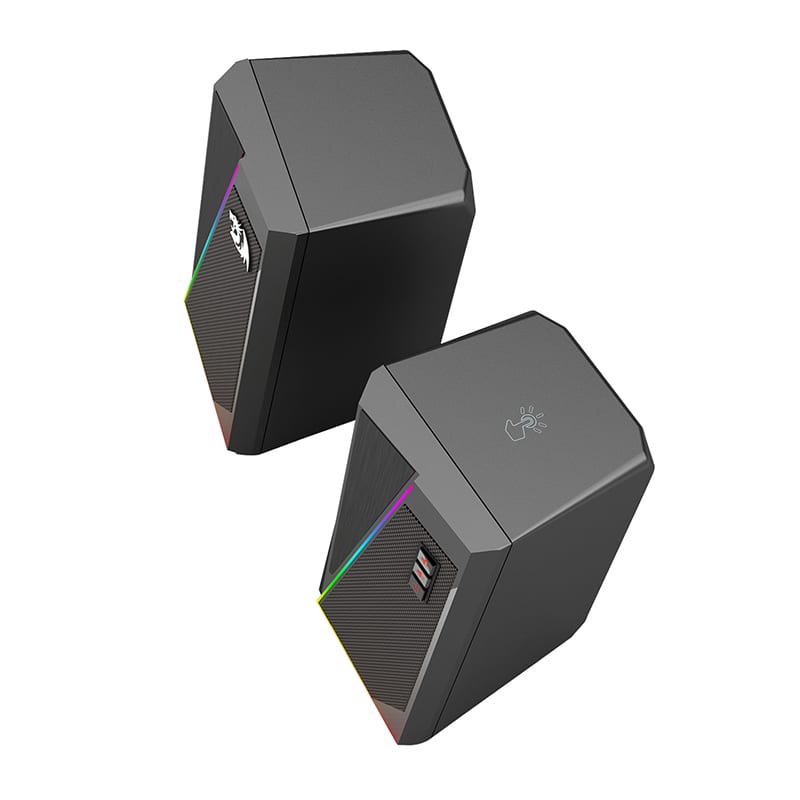 REDRAGON 2.0 Satellite Speaker ANVIL 2 x 3W RGB USB|Aux Gaming Speaker - Black - Stellar Technologies
