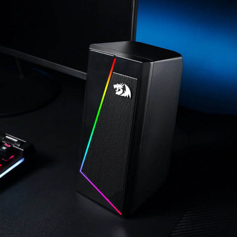 REDRAGON 2.0 Satellite Speaker ANVIL 2 x 3W RGB USB|Aux Gaming Speaker - Black - Stellar Technologies