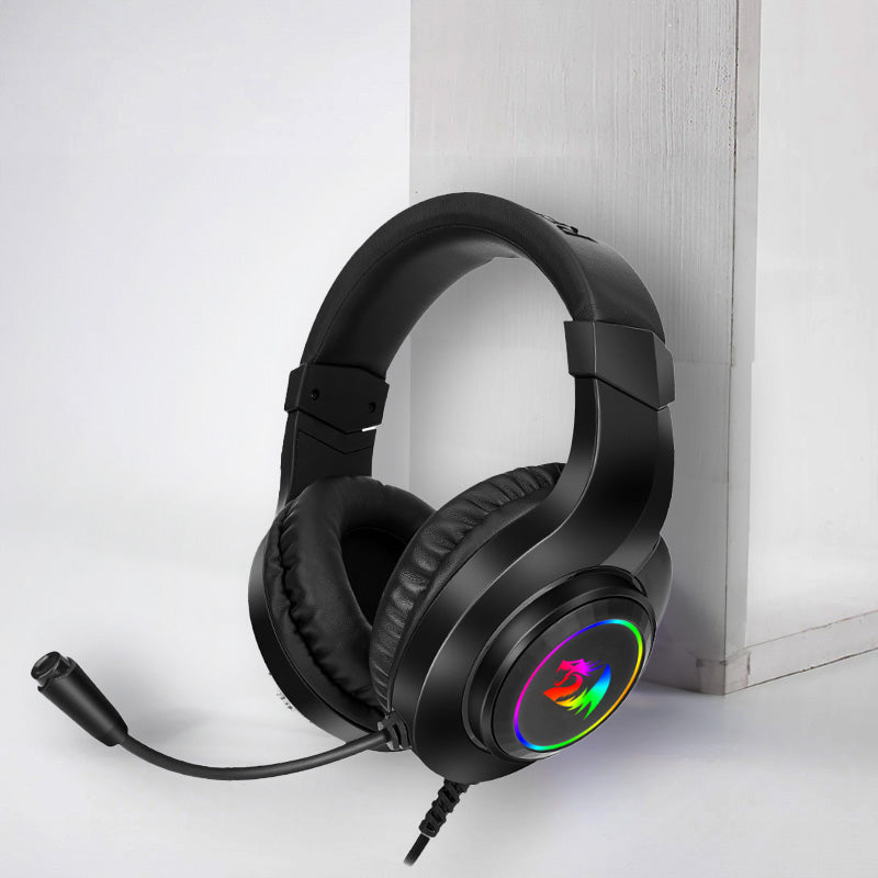 REDRAGON Over-Ear HYLAS Aux (Mic and Headset)|USB (Power Only) RGB Gaming Headset - Black - Stellar Technologies