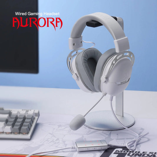 REDRAGON Over-Ear AURORA Gaming Headset - White - Stellar Technologies