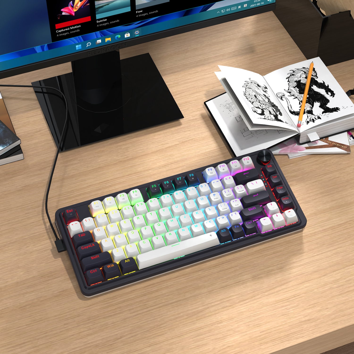 Redragon K673 UCAL 75% Magnetic Ultramag Switch Wired Keyboard - Black - Stellar Technologies