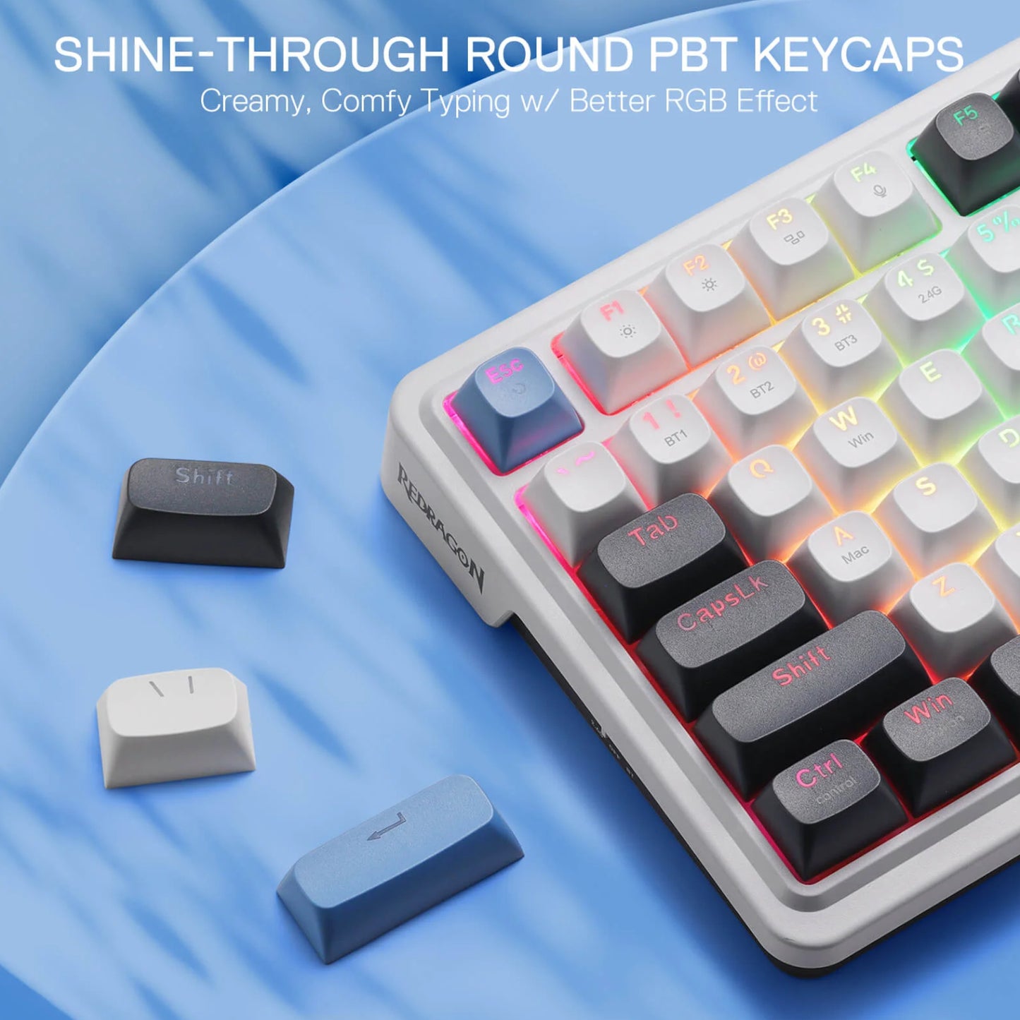 Redragon K719WGB GALATIN RGB PRO Full sized Wireless Gaming Keyboard - White - Stellar Technologies
