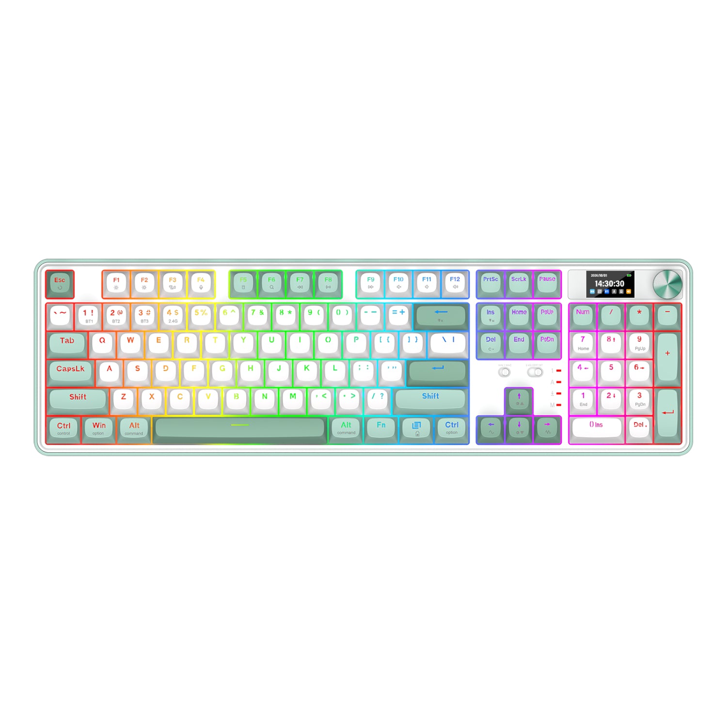 Redragon WYVERN K761 Pro Full-size RGB Wireless Mechanical Gaming Keyboard - White/Green - Stellar Technologies