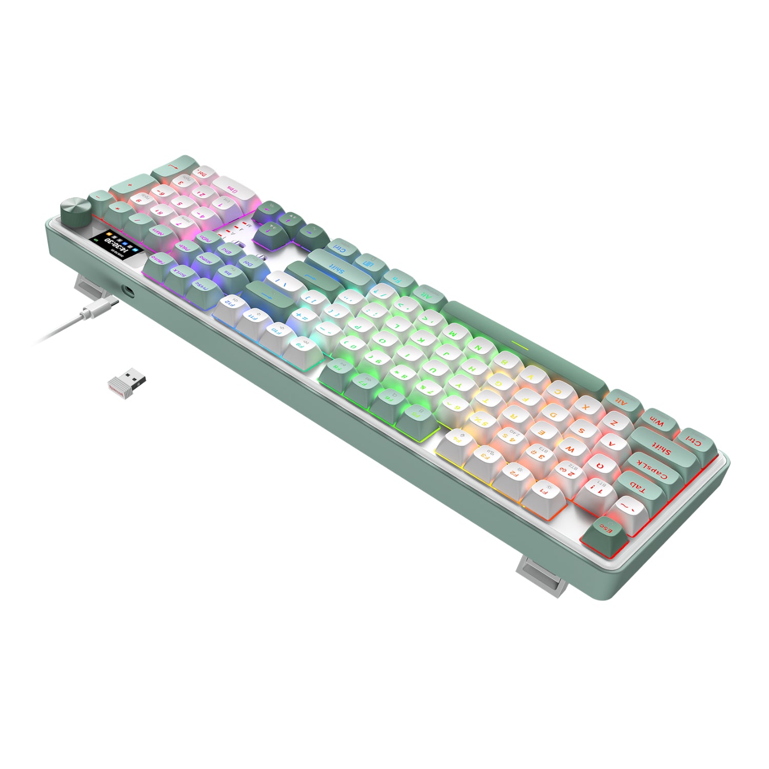 Redragon WYVERN K761 Pro Full-size RGB Wireless Mechanical Gaming Keyboard - White/Green - Stellar Technologies