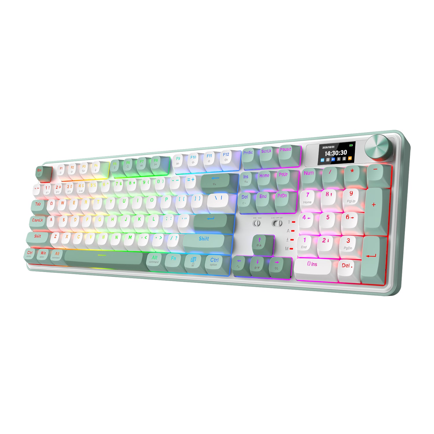 Redragon WYVERN K761 Pro Full-size RGB Wireless Mechanical Gaming Keyboard - White/Green - Stellar Technologies