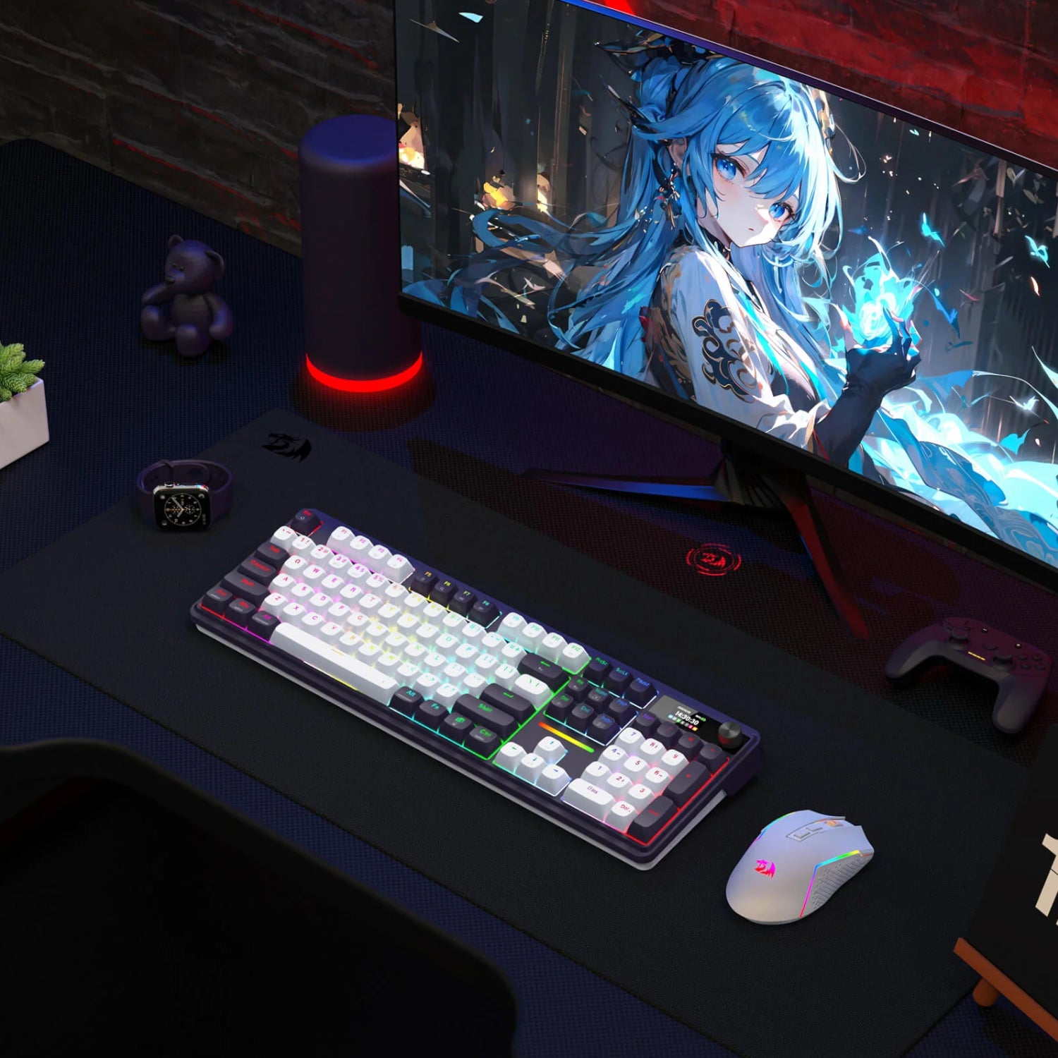 Redragon K762WB-RGB-PRO LCD Full-size Gasket Mechanical Keyboard - Black - Stellar Technologies