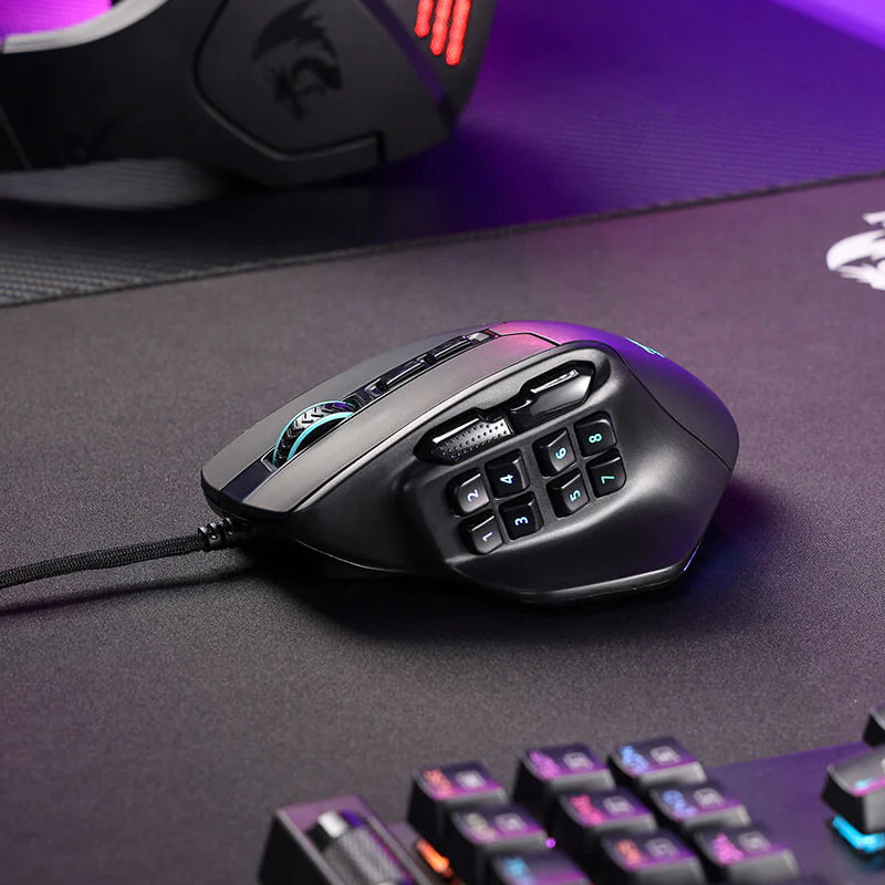 REDRAGON Aatrox 6200DP RGB MMO Gaming Mouse - Black - Stellar Technologies