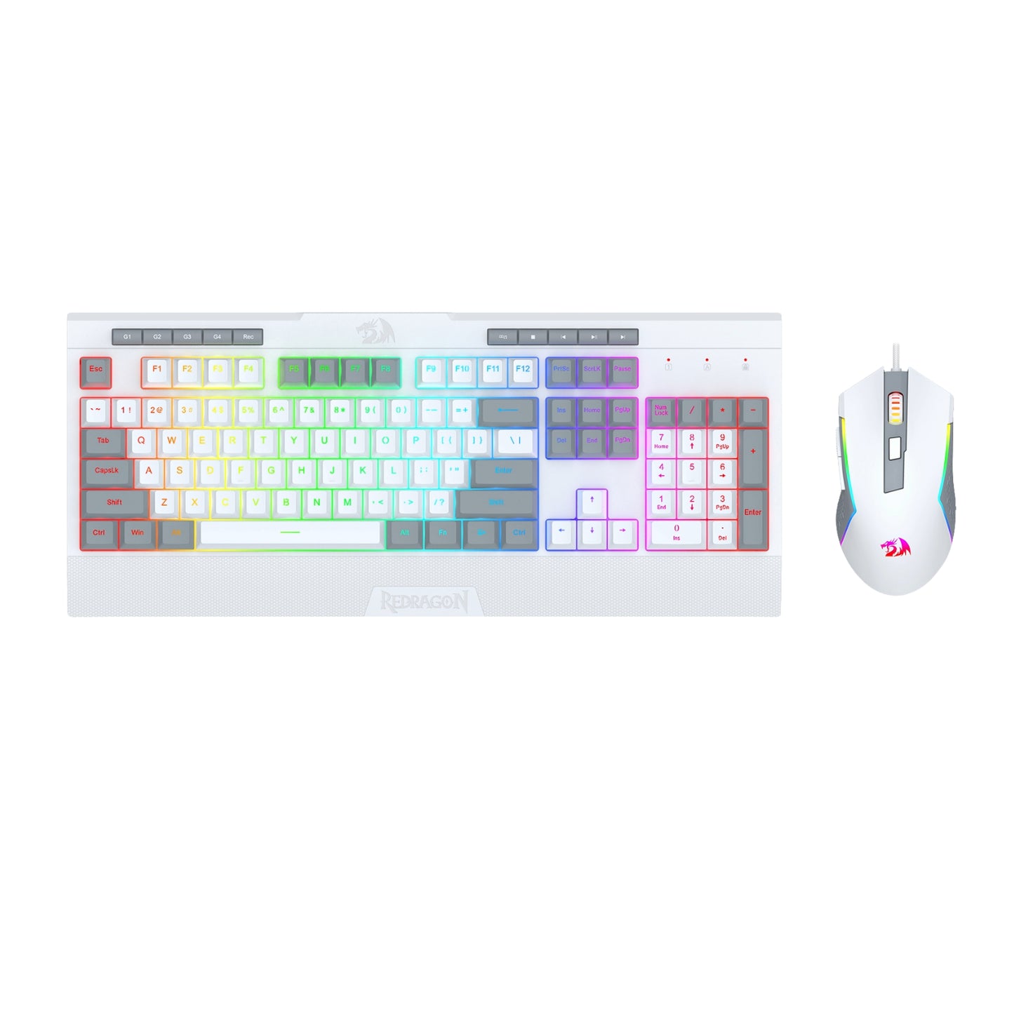 Redragon S151 Wired RGB Gaming Keyboard and Mouse Combo - White and Grey - Stellar Technologies