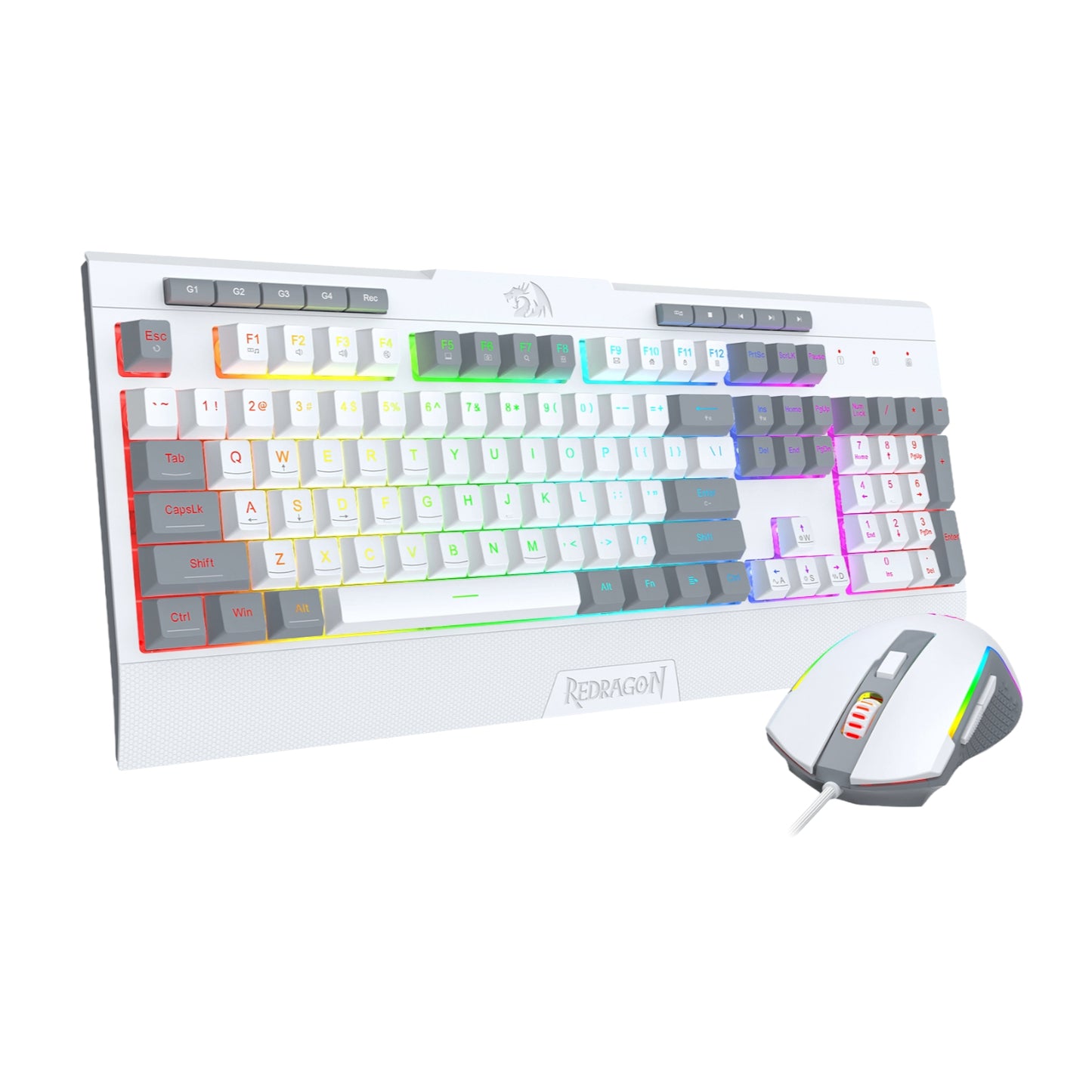 Redragon S151 Wired RGB Gaming Keyboard and Mouse Combo - White and Grey - Stellar Technologies