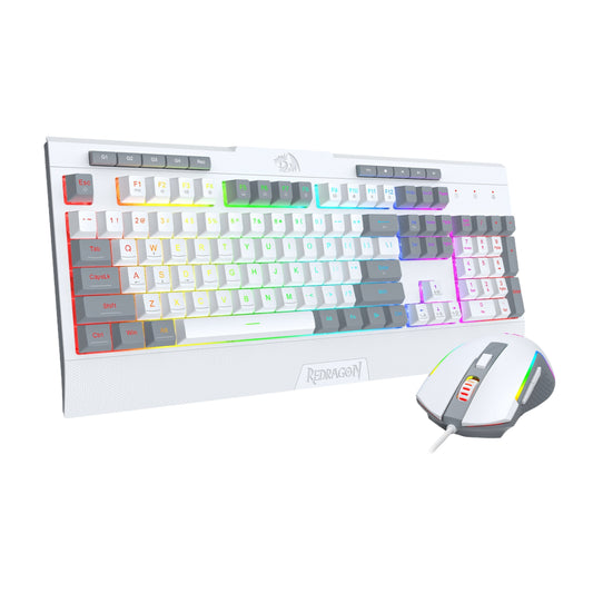 Redragon S151 Wired RGB Gaming Keyboard and Mouse Combo - White and Grey - Stellar Technologies
