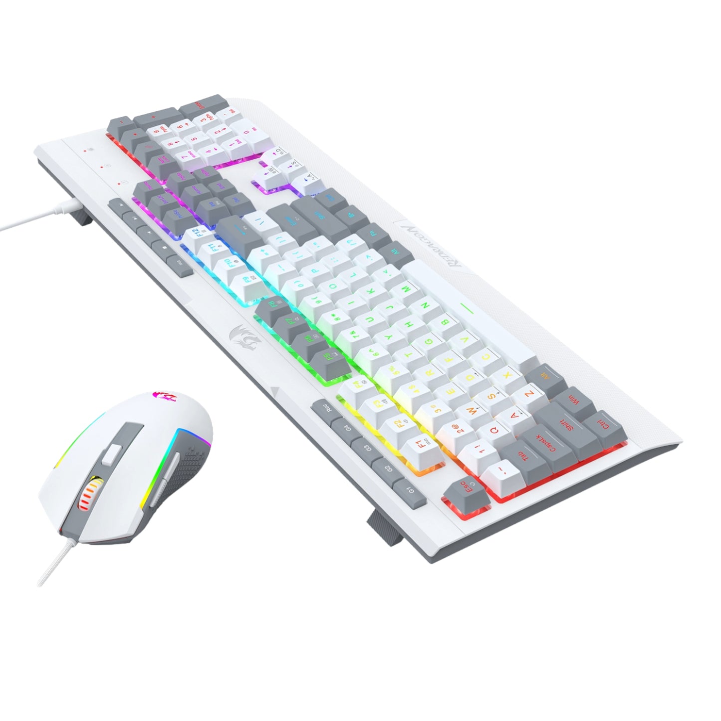 Redragon S151 Wired RGB Gaming Keyboard and Mouse Combo - White and Grey - Stellar Technologies