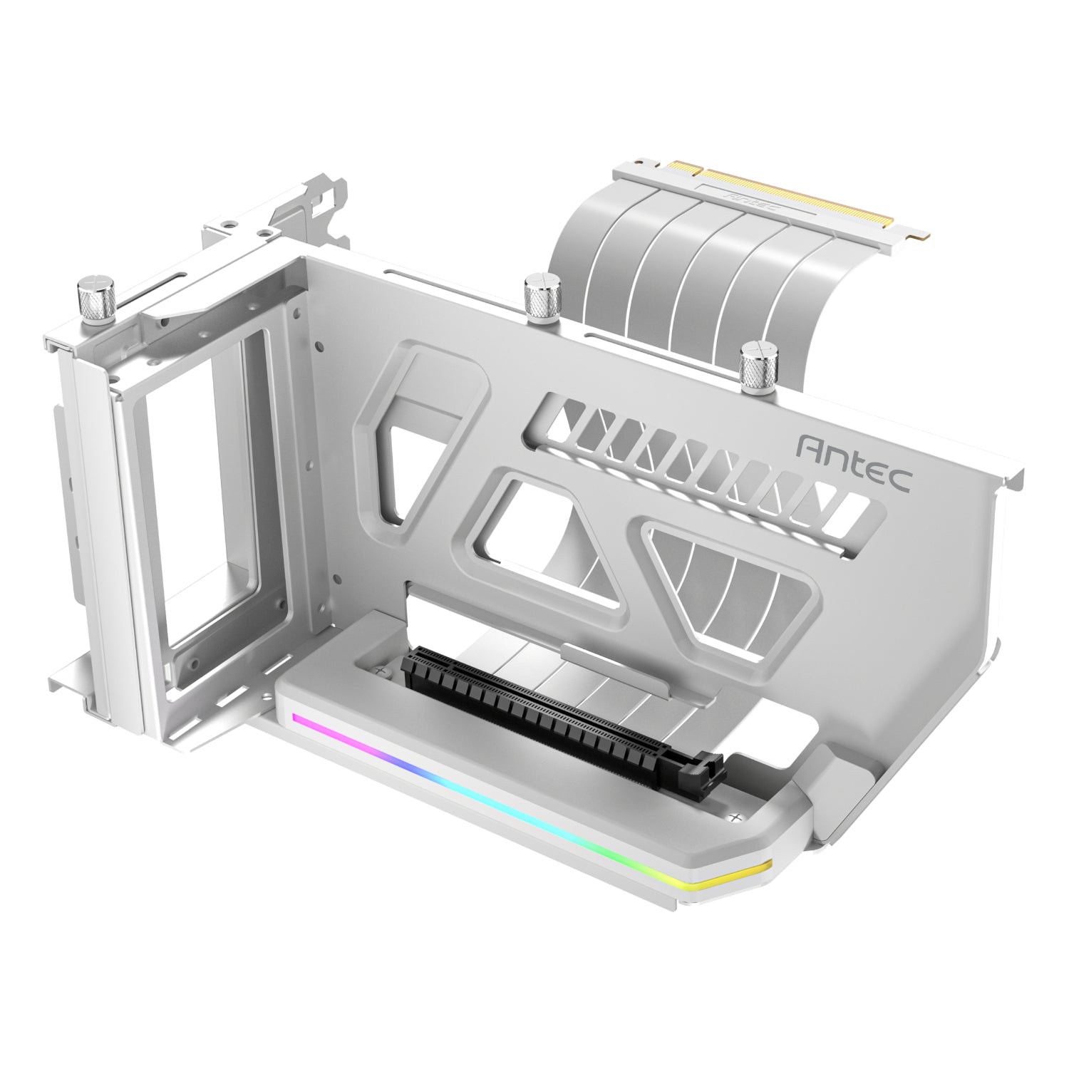 Antec SHIFT ARGB Vertical GPU Bracket with PCIe 4.0 Riser Cable - White - Stellar Technologies