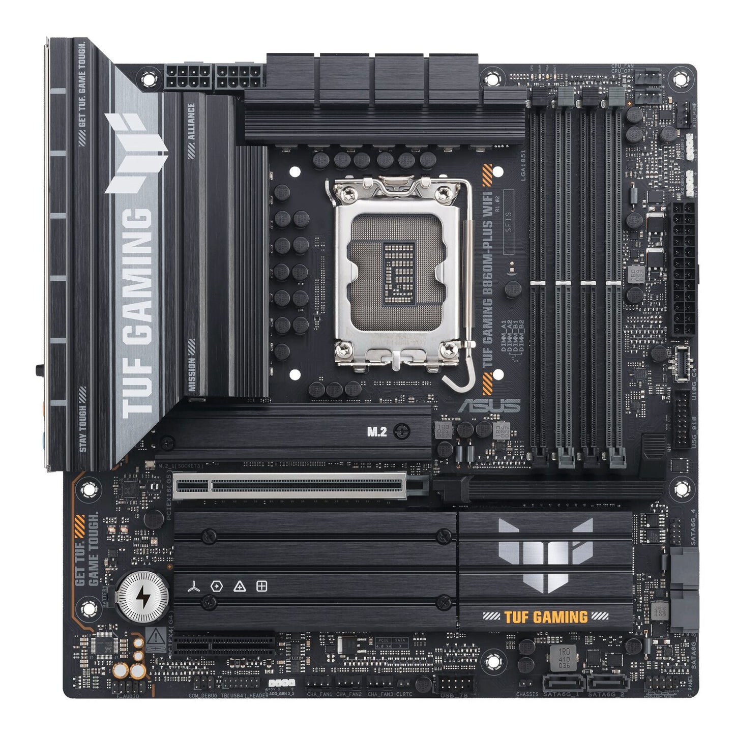 Asus TUF Gaming B860M-Plus Wi-Fi M-ATX Motherboard - Intel LGA1851, DDR5, PCIe 5.0. Wi-Fi 7 - Stellar Technologies