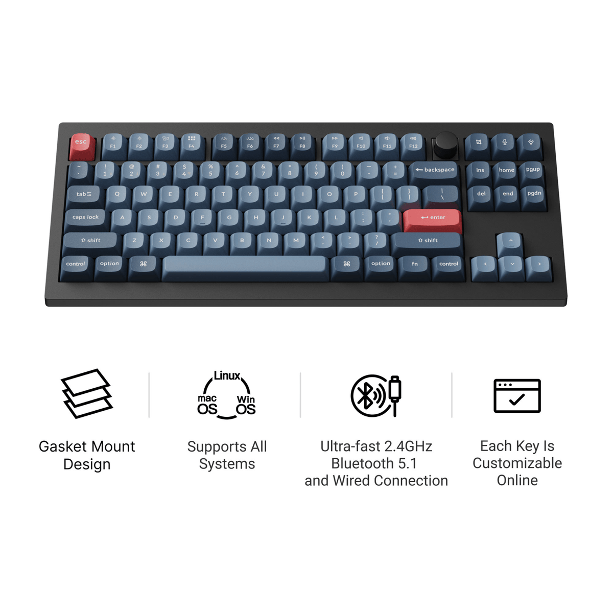 Keychron V3 Max QMK Wireless Mechanical Keyboard - Brown Switch - Carbon Black - Stellar Technologies