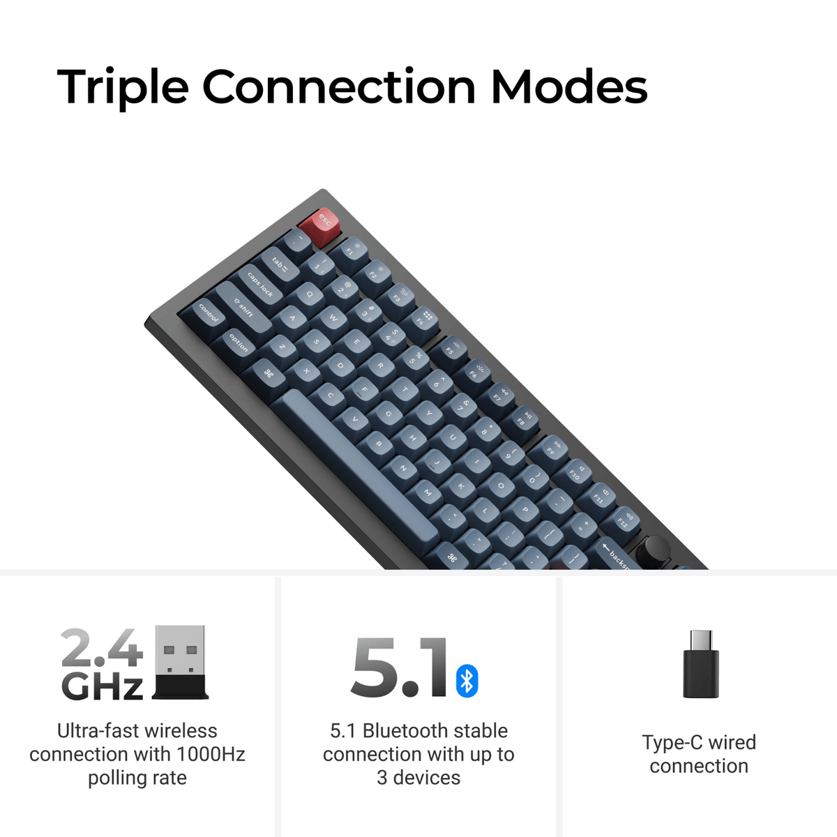 Keychron V3 Max QMK Wireless Mechanical Keyboard - Brown Switch - Carbon Black - Stellar Technologies