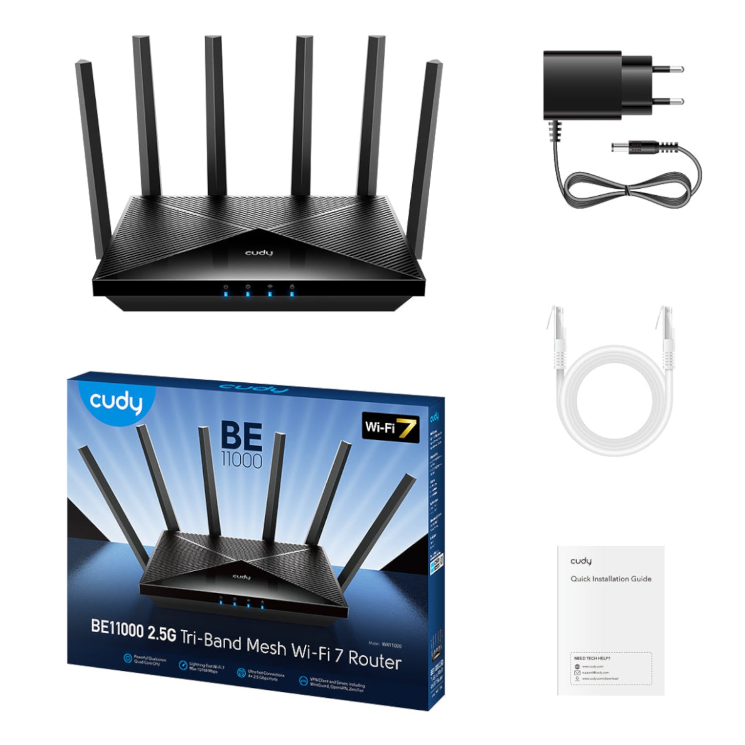 Cudy BE6500 Wi-Fi 7 Dual-Band Router with 2.5Gb WAN-Black - Stellar Technologies