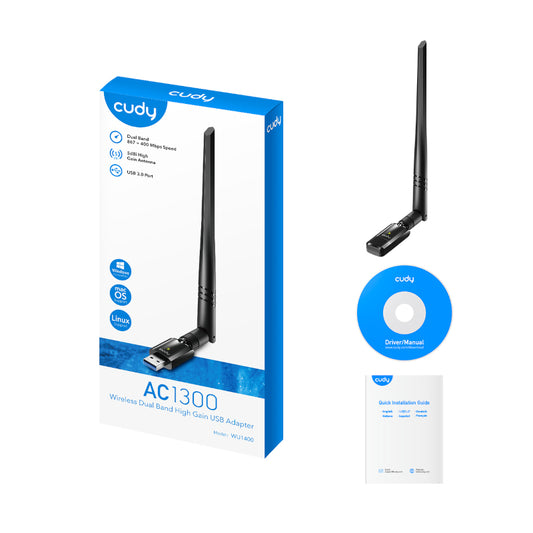 Cudy 1300Mbps High Gain WiFi USB3.0 Adapter with High Gain Antenna - Stellar Technologies