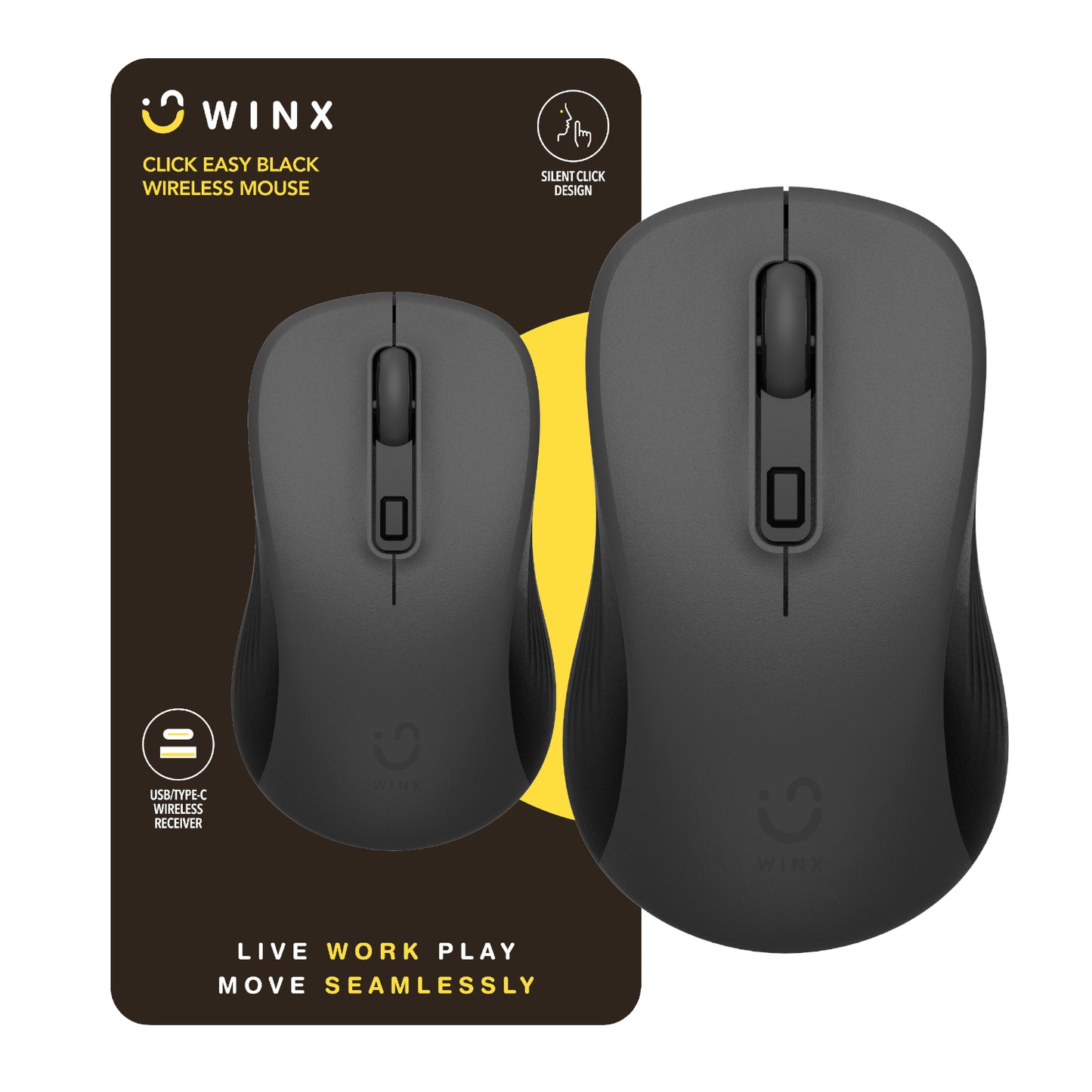 WINX CLICK Easy 1600DPI 2.4GHz Wireless Mouse - Black - Stellar Technologies