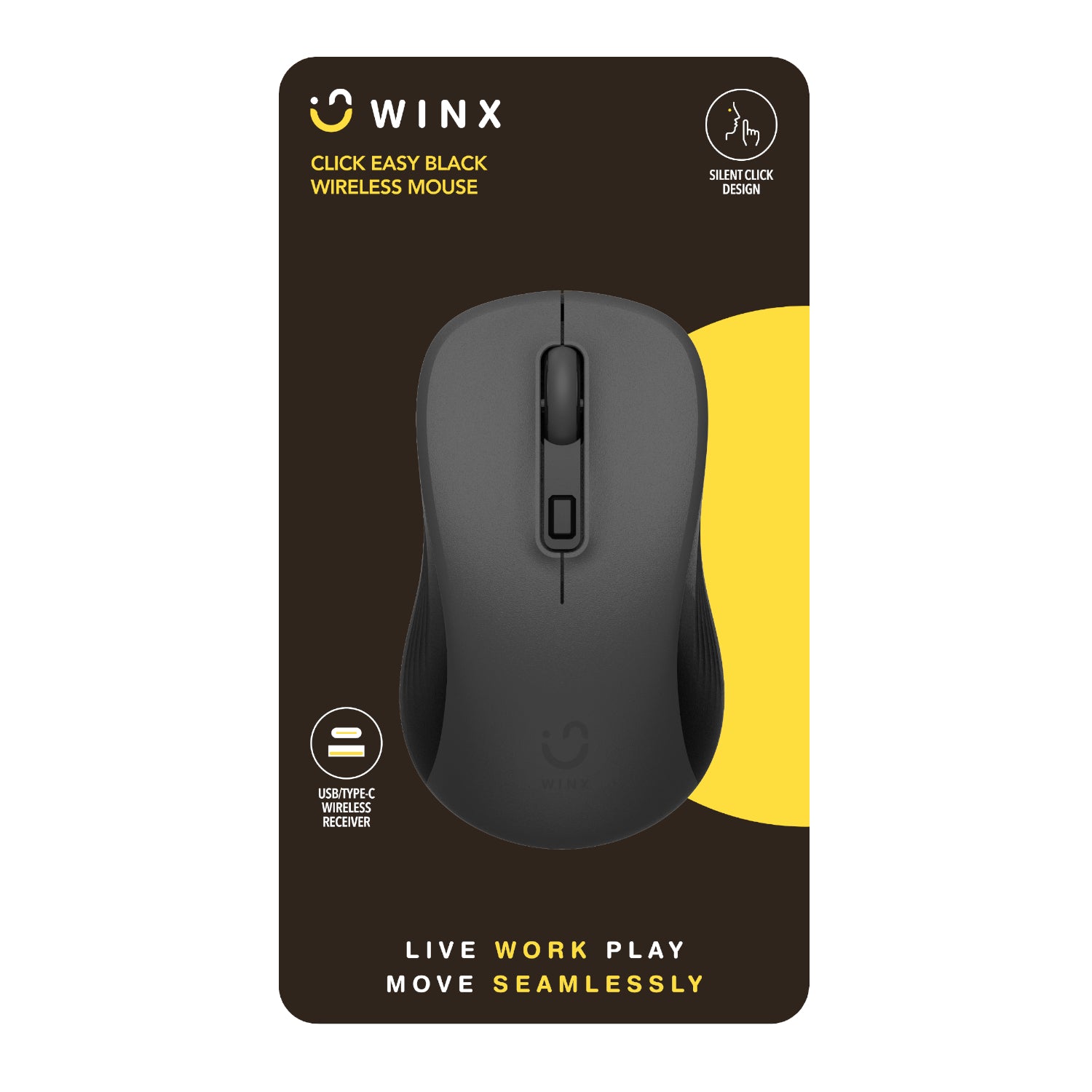 WINX CLICK Easy 1600DPI 2.4GHz Wireless Mouse - Black - Stellar Technologies