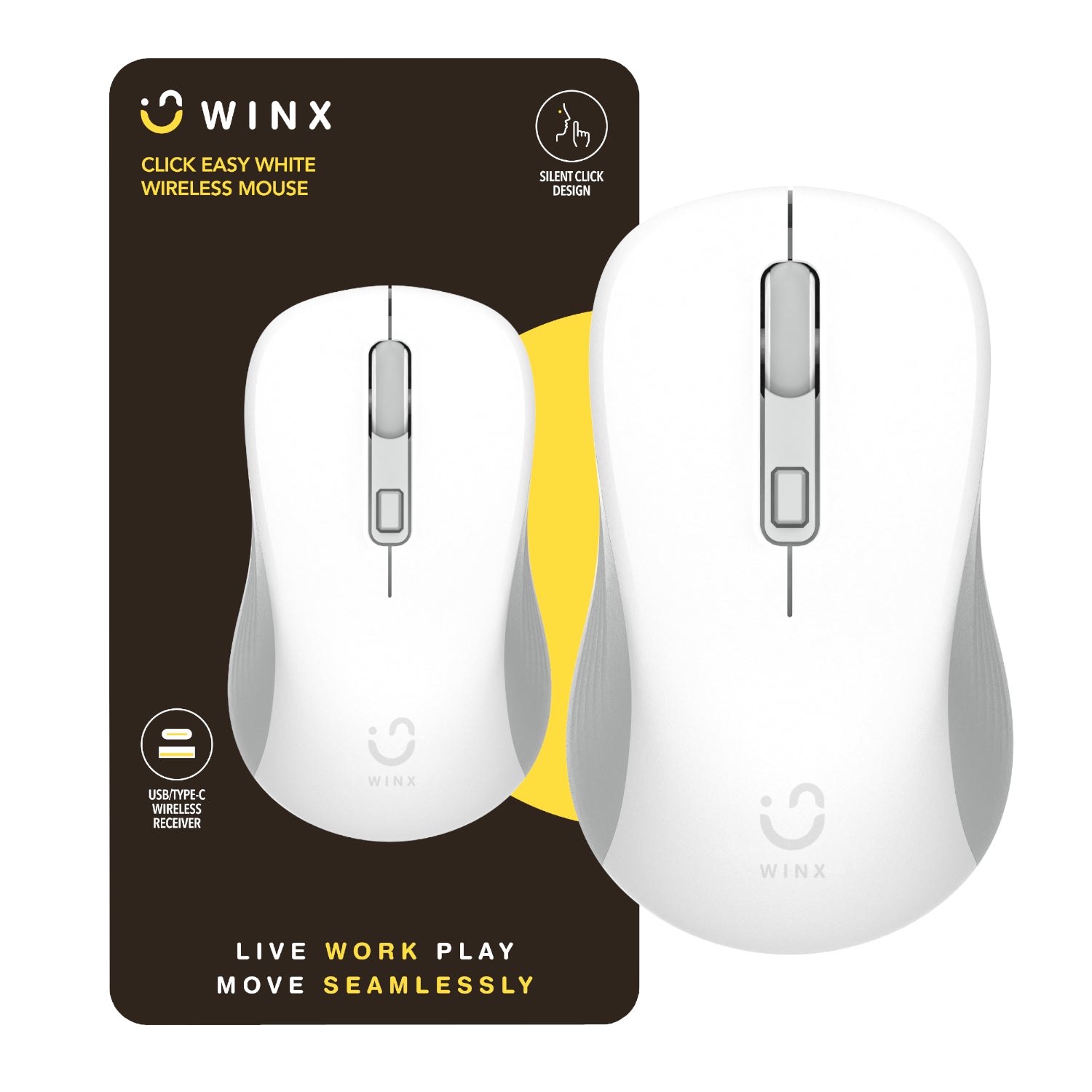 WINX CLICK Easy 1600DPI 2.4GHz Wireless Mouse - White - Stellar Technologies