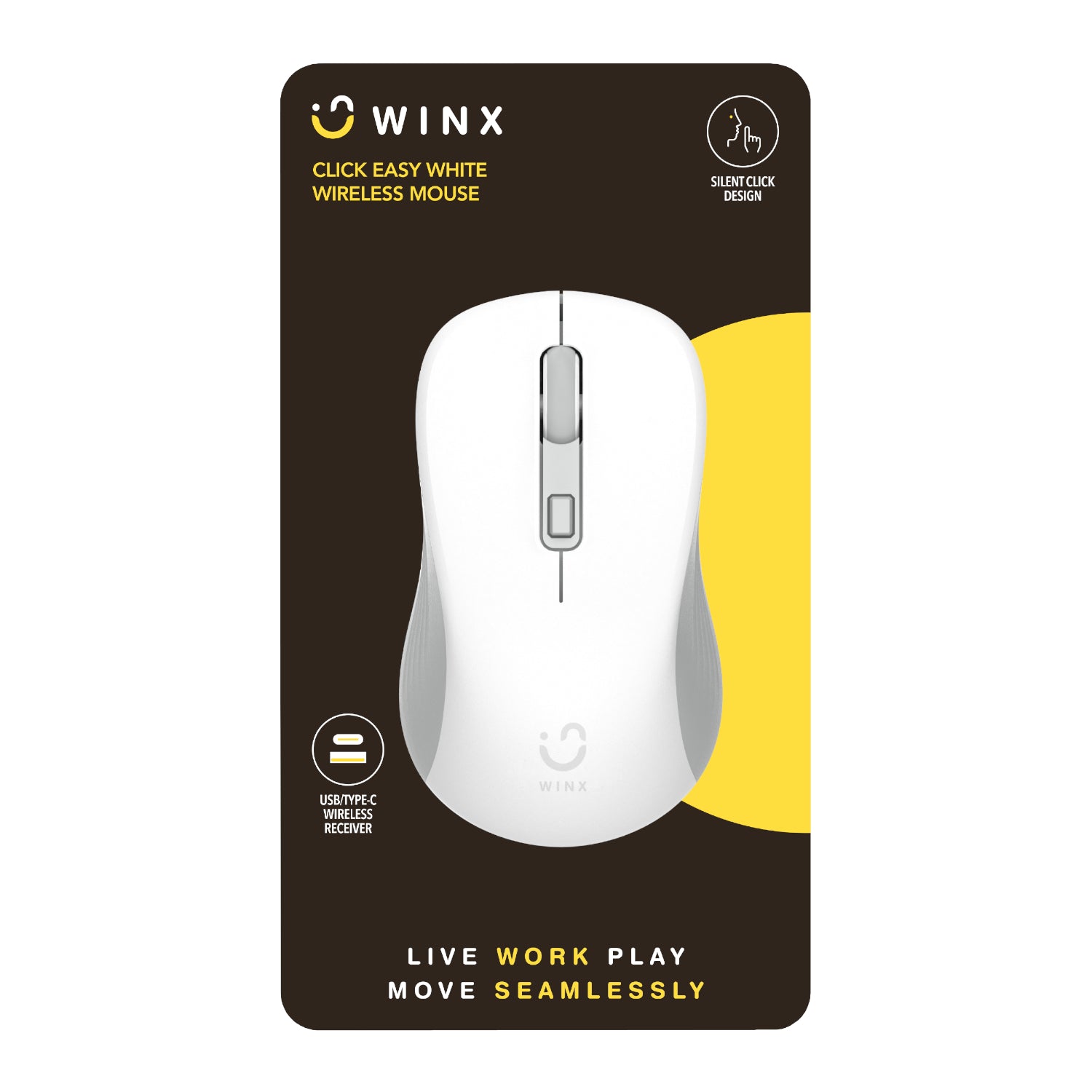 WINX CLICK Easy 1600DPI 2.4GHz Wireless Mouse - White - Stellar Technologies