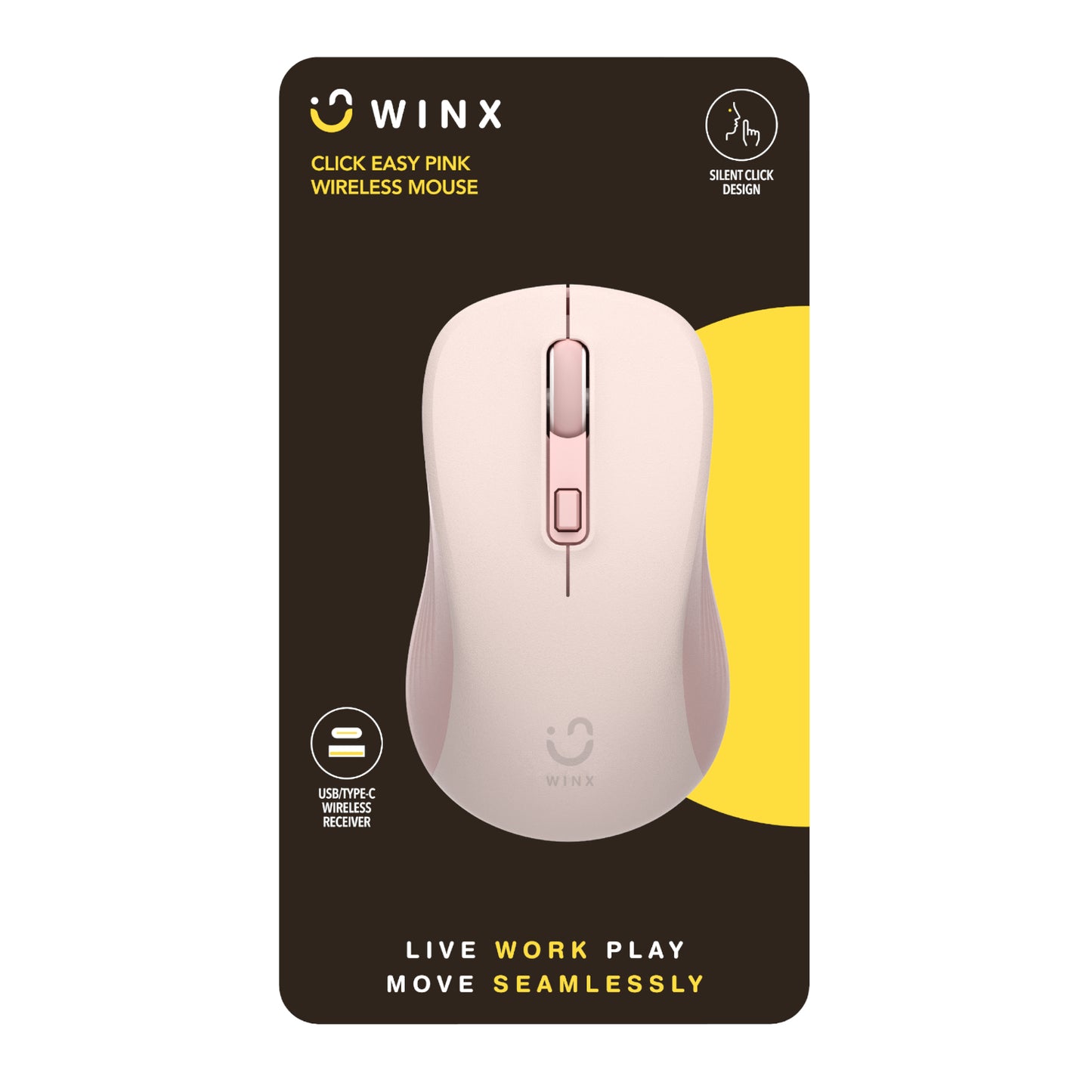 WINX CLICK Easy 1600DPI 2.4GHz Wireless Mouse - Pink - Stellar Technologies