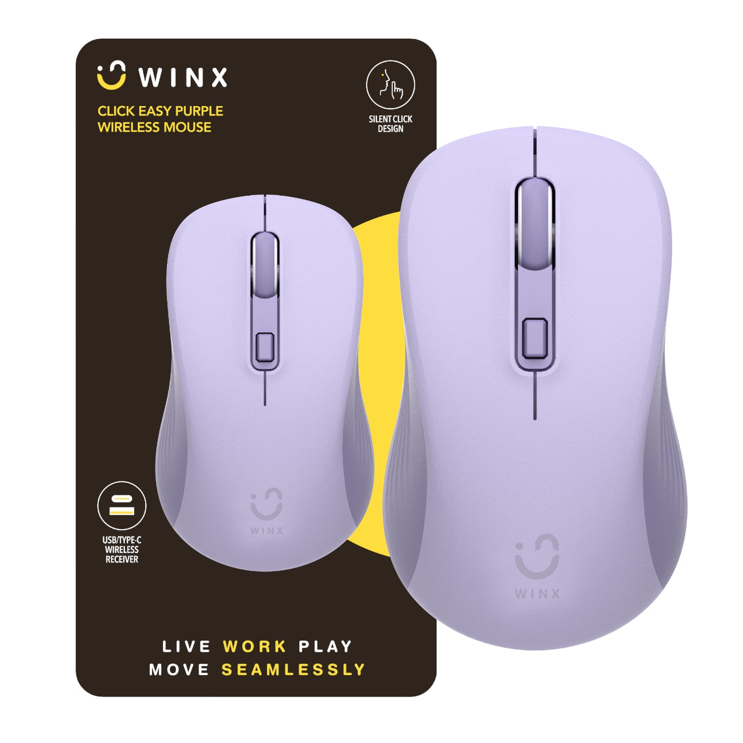 WINX CLICK Easy 1600DPI 2.4GHz Wireless Mouse - Purple - Stellar Technologies