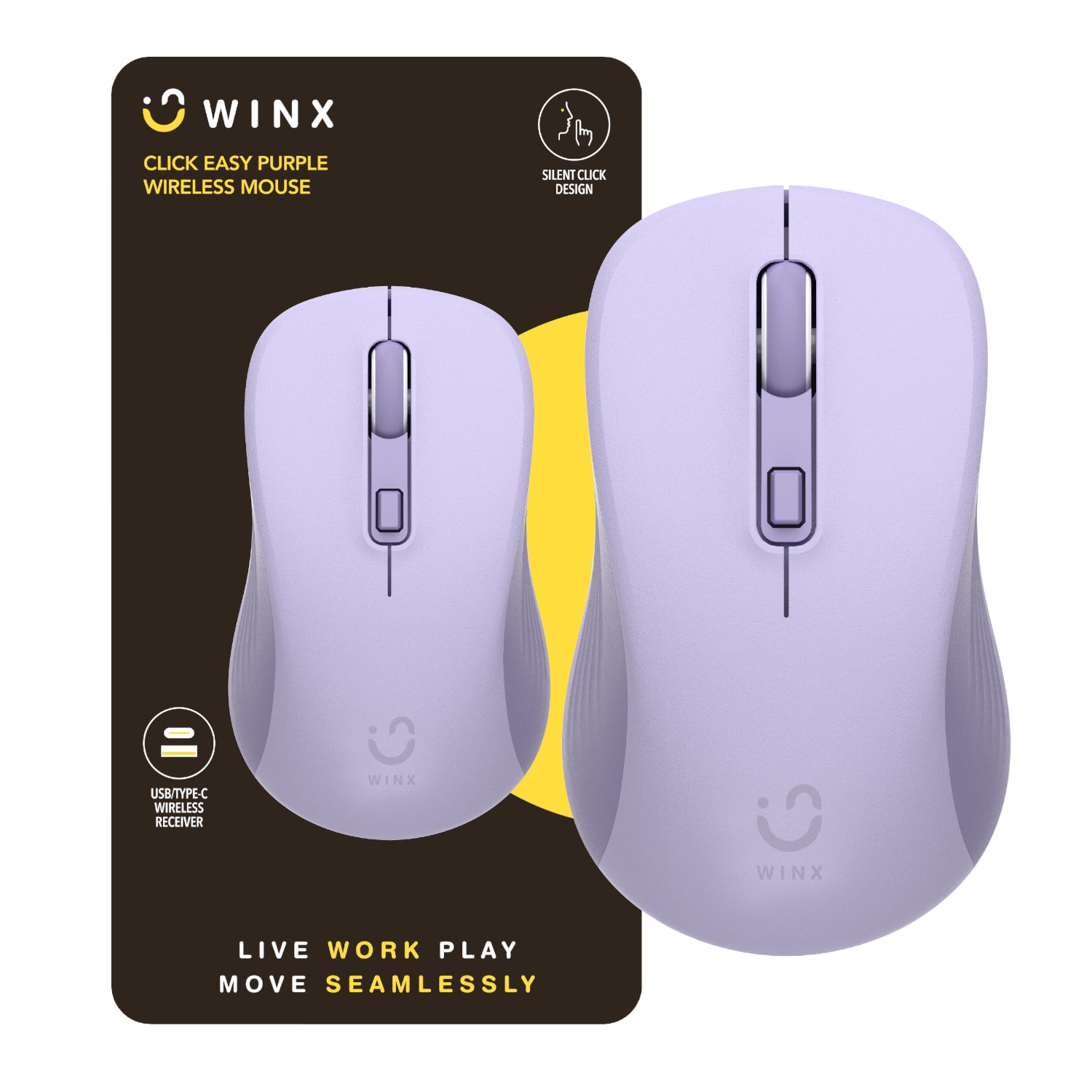 WINX CLICK Easy 1600DPI 2.4GHz Wireless Mouse - Purple - Stellar Technologies