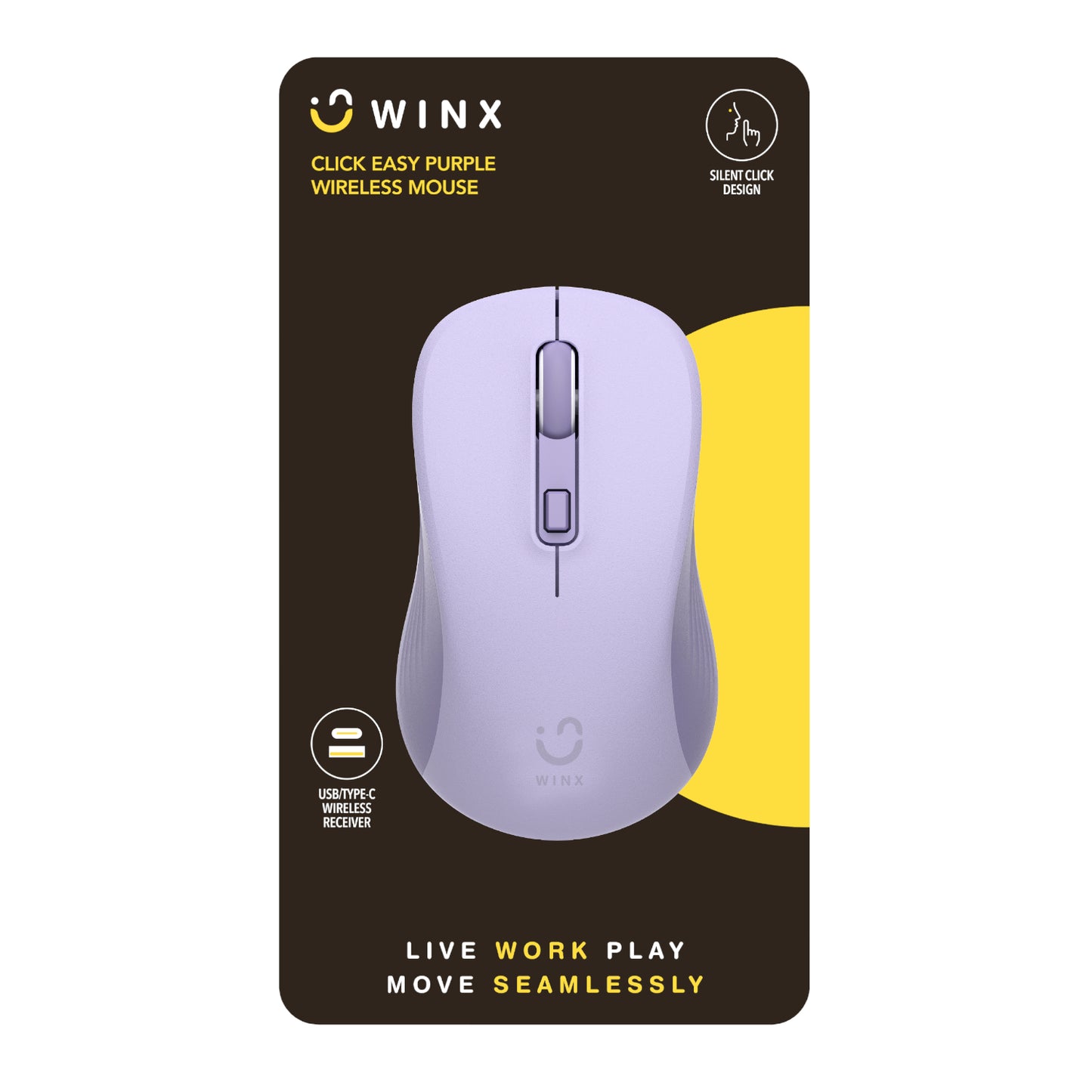 WINX CLICK Easy 1600DPI 2.4GHz Wireless Mouse - Purple - Stellar Technologies