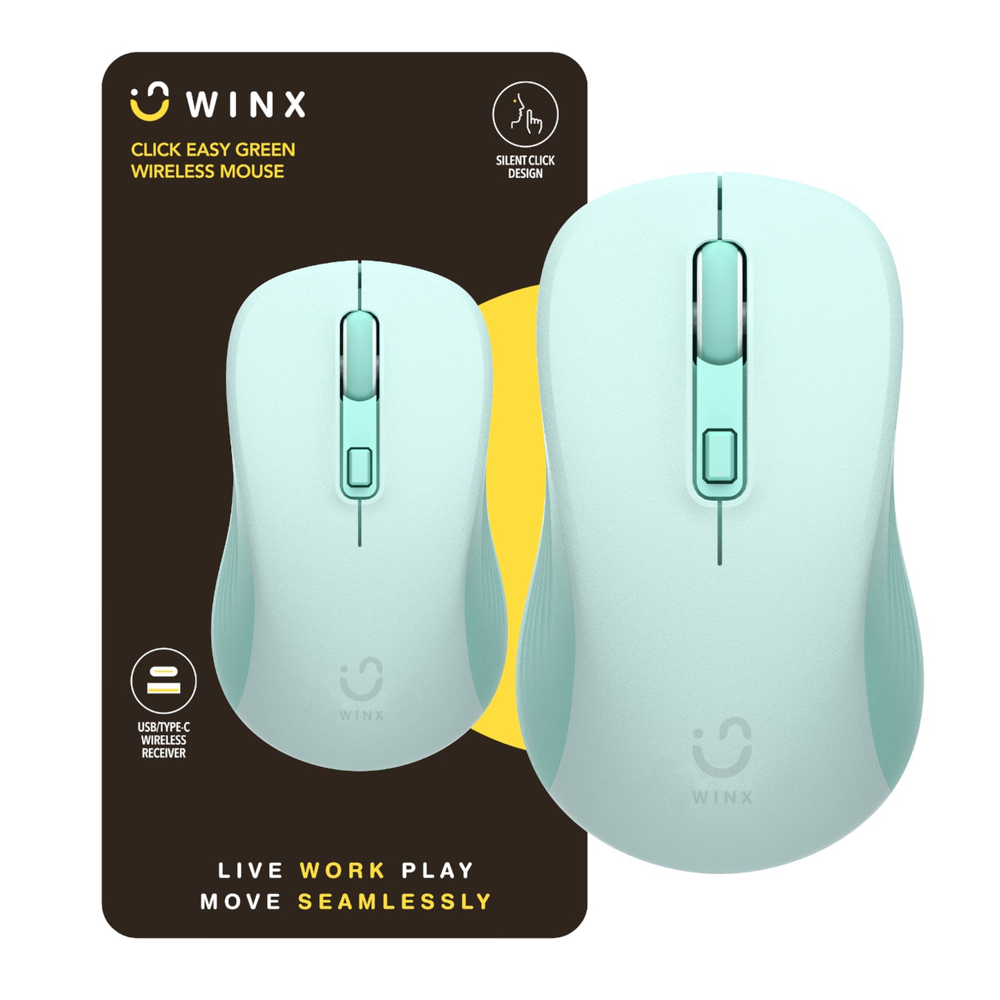 WINX CLICK Easy 1600DPI 2.4GHz Wireless Mouse - Green - Stellar Technologies