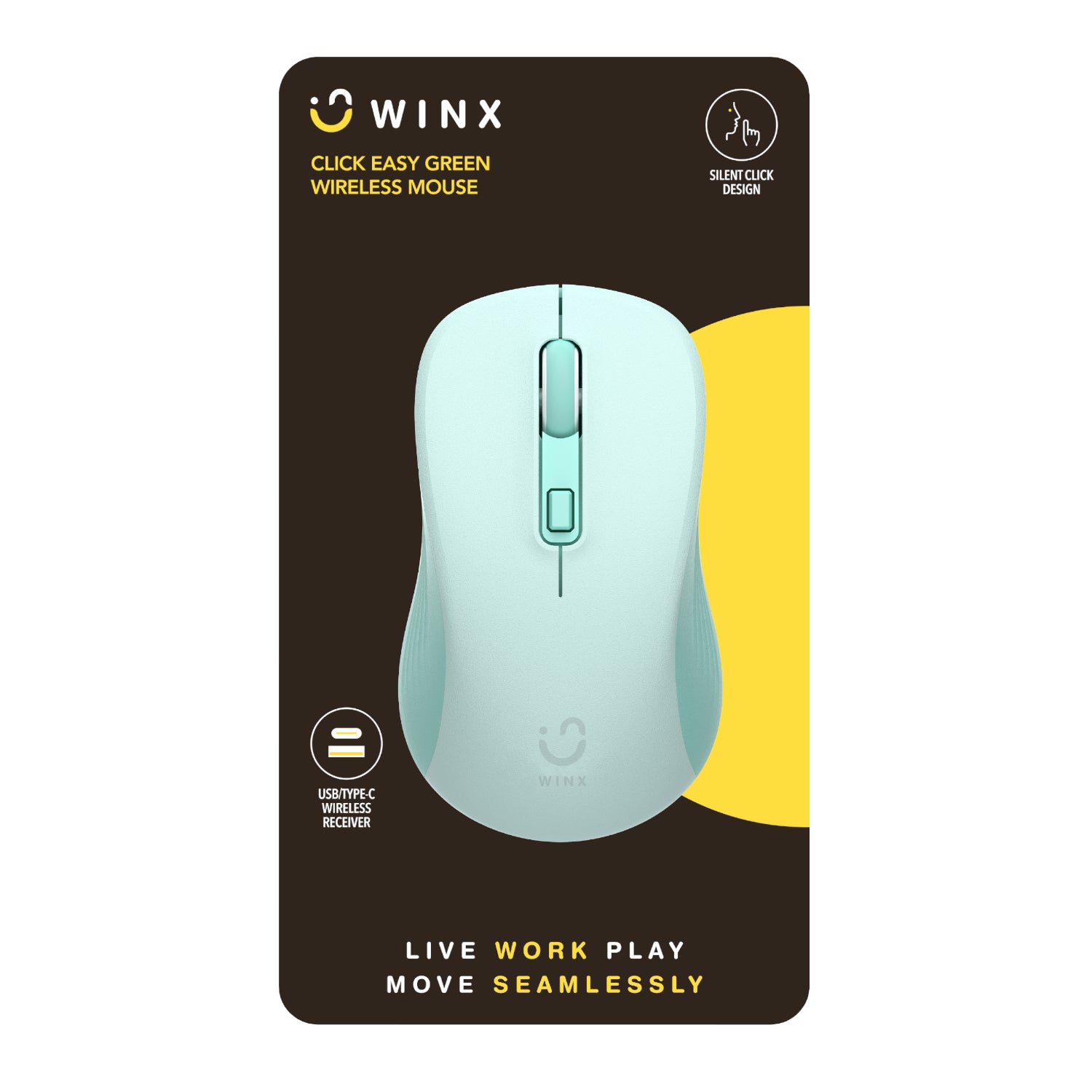 WINX CLICK Easy 1600DPI 2.4GHz Wireless Mouse - Green - Stellar Technologies