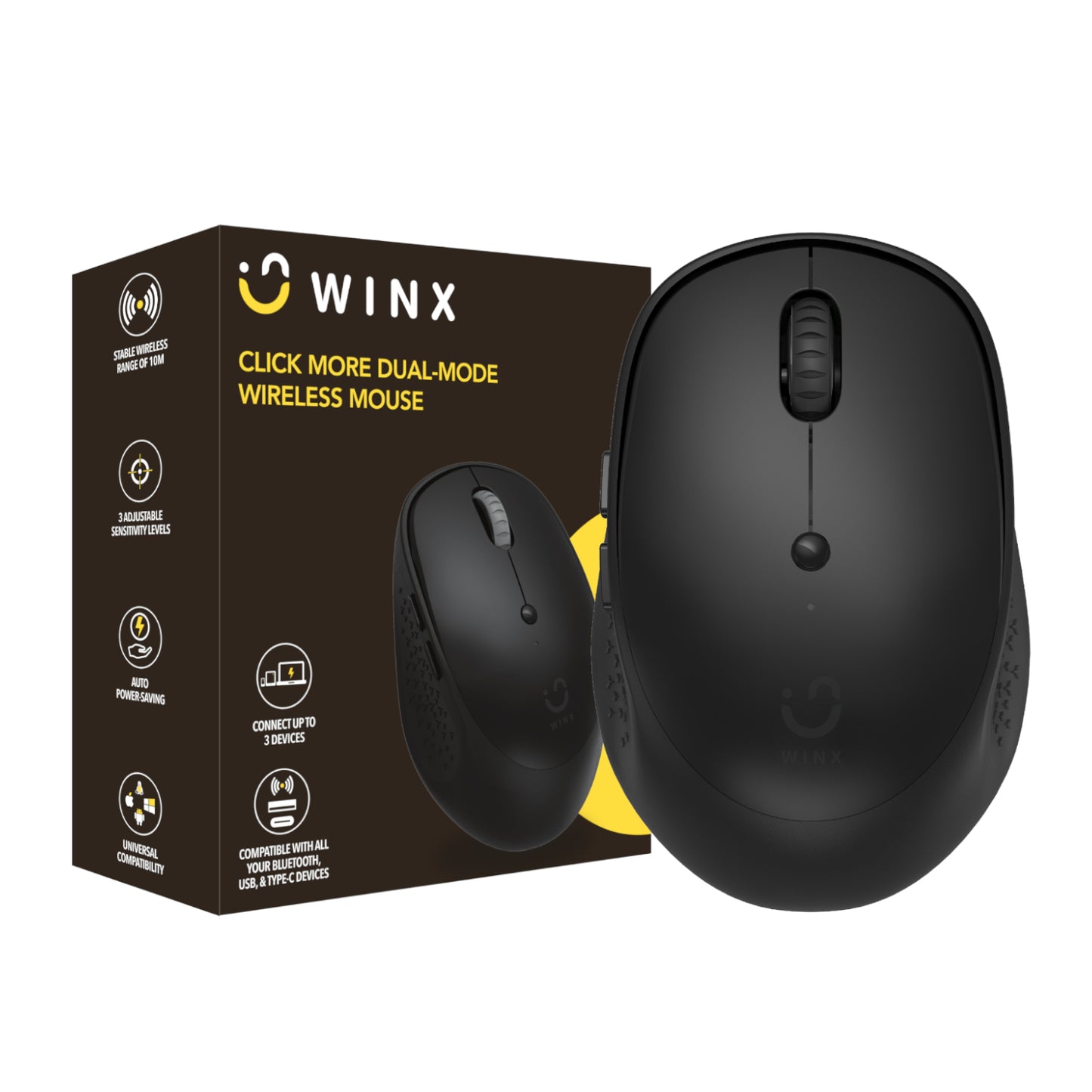 WINX CLICK More Dual-Mode Wireless Mouse - Black - Stellar Technologies