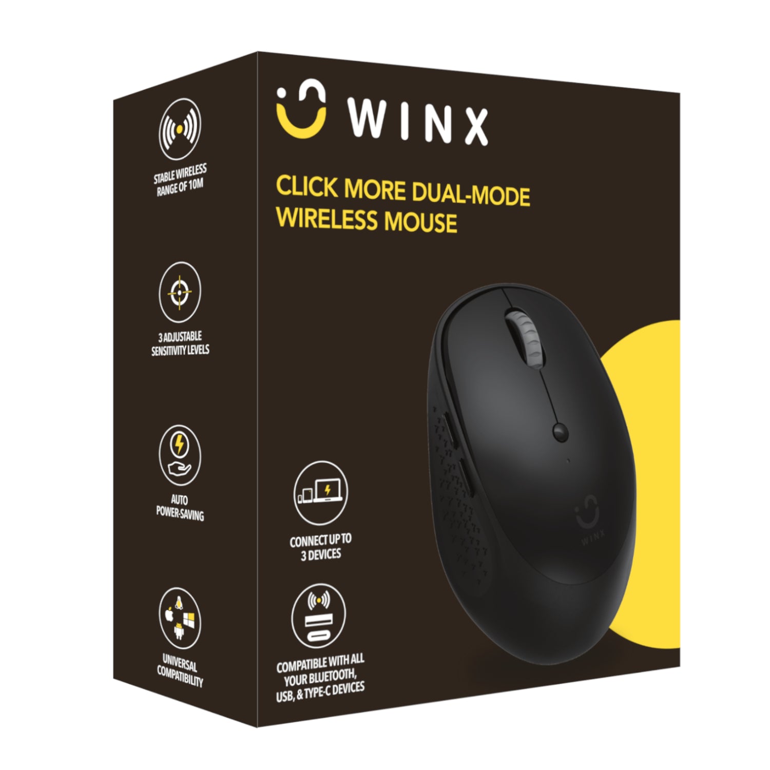 WINX CLICK More Dual-Mode Wireless Mouse - Black - Stellar Technologies
