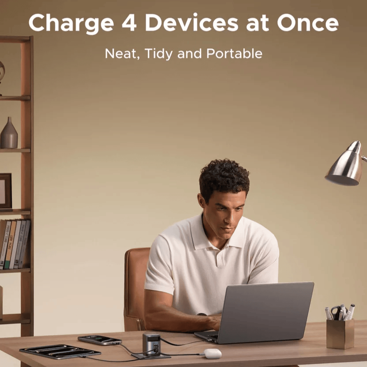 UGREEN Nexode 100W 4-Port GaN Charger with Retractable USB-C Cable - Space Grey