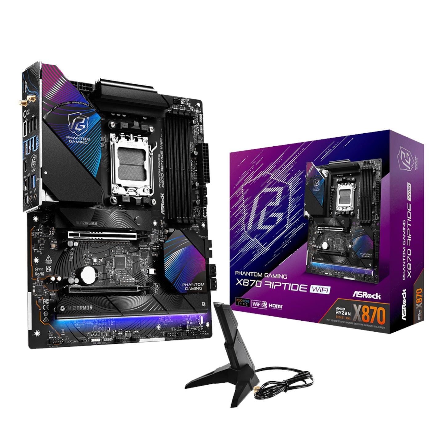 ASRock X870 Riptide AM5 Wi-Fi Phantom Gaming Motherboard - Stellar Technologies