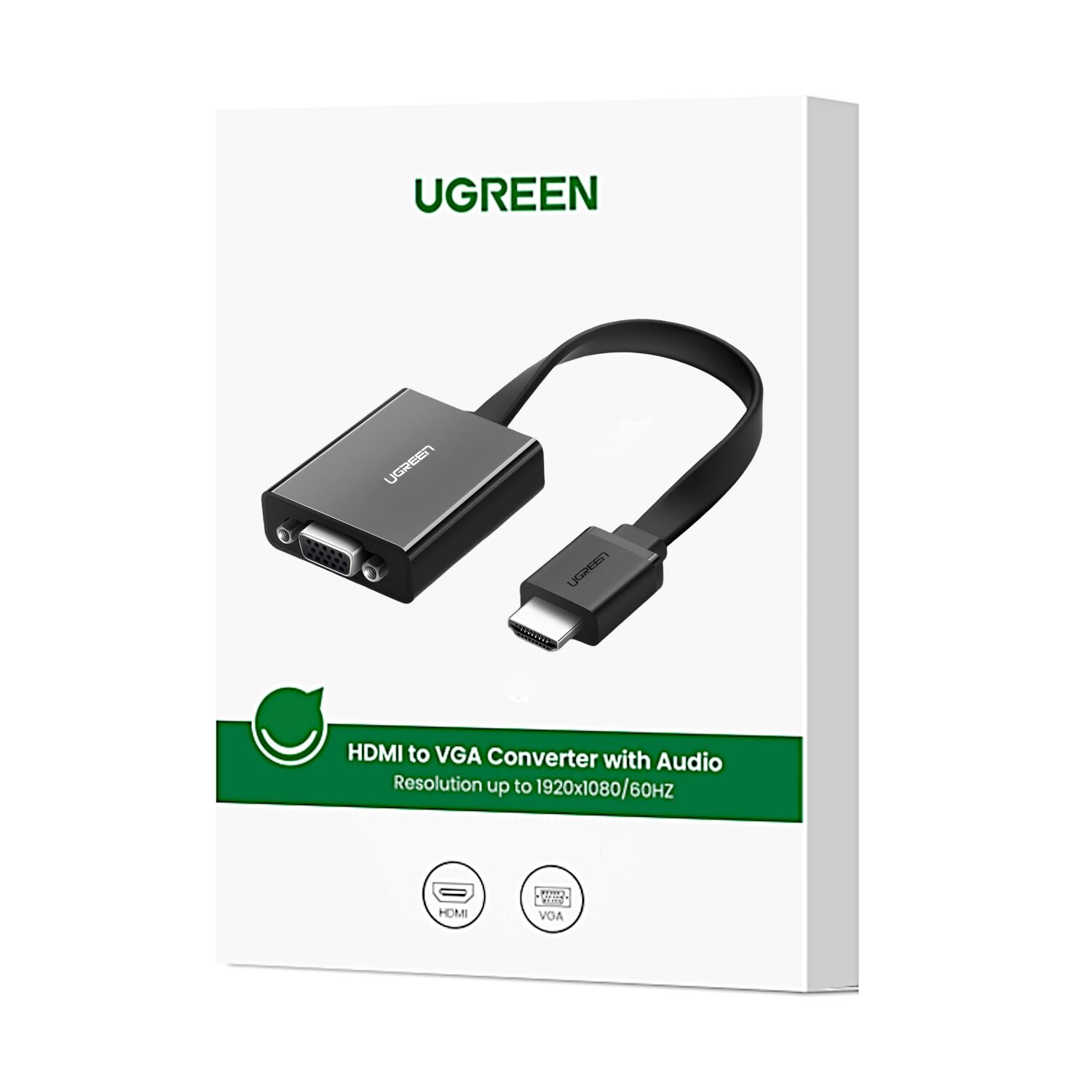 UGREEN HDMI to VGA Adapter, with 3.5mm Audio and Power Port - Black - Stellar Technologies
